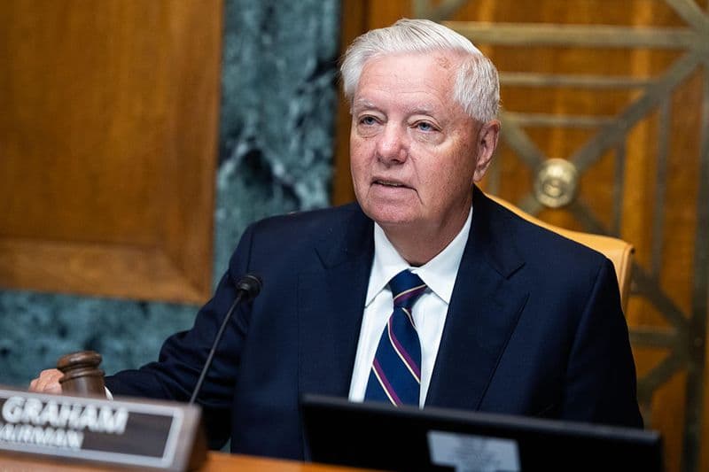 U.S. Sen. Lindsey Graham speaks with reporters on Capitol Hill.