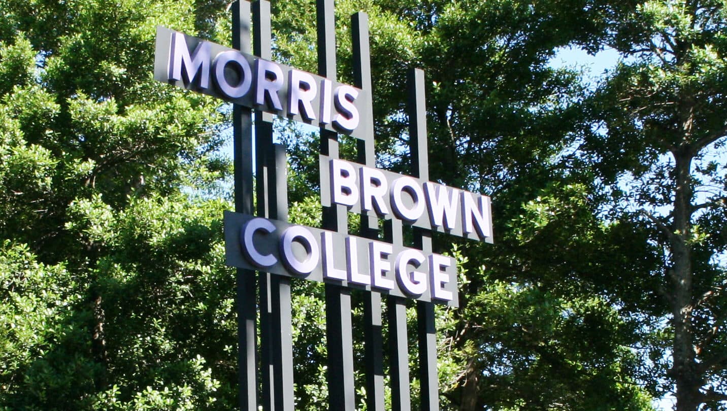 Exterior view of Morris Brown College’s campus sign