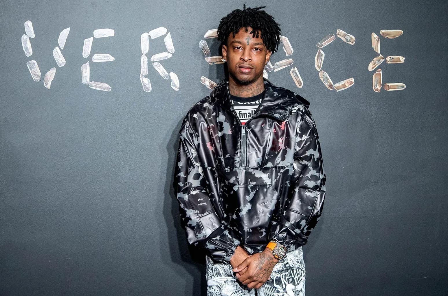 Rapper 21 Savage performs onstage during a live show.