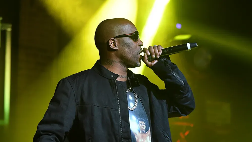 Late rapper DMX performing live on stage during a concert.