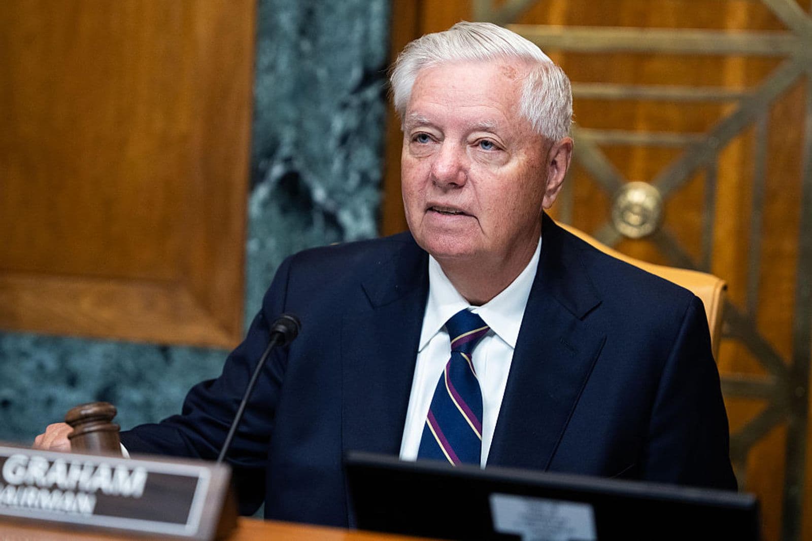 U.S. Sen. Lindsey Graham speaks with reporters on Capitol Hill.