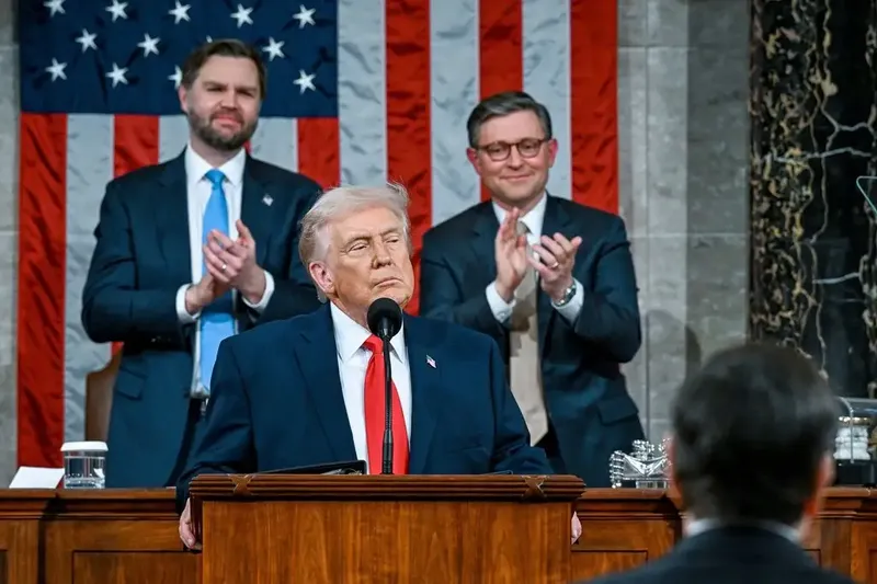 President Donald Trump delivers the 2026 State of the Union address before a joint session of Congress at the U.S. Capitol.